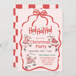 Convites Festa de Natal de Papais noeis de Vintage Rosa Ver