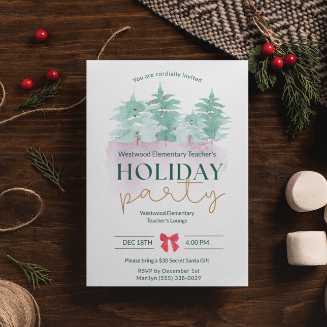 Convites Festa de Natal de Professores da Escola Elementar (Elementary School Teacher Christmas Party Invitation)