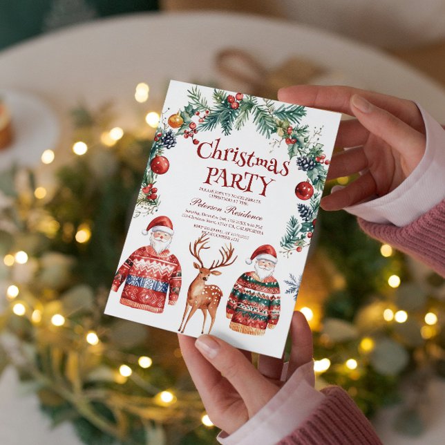 Convites Festa de Natal de Reindeer e Papais noeis (Criador carregado)