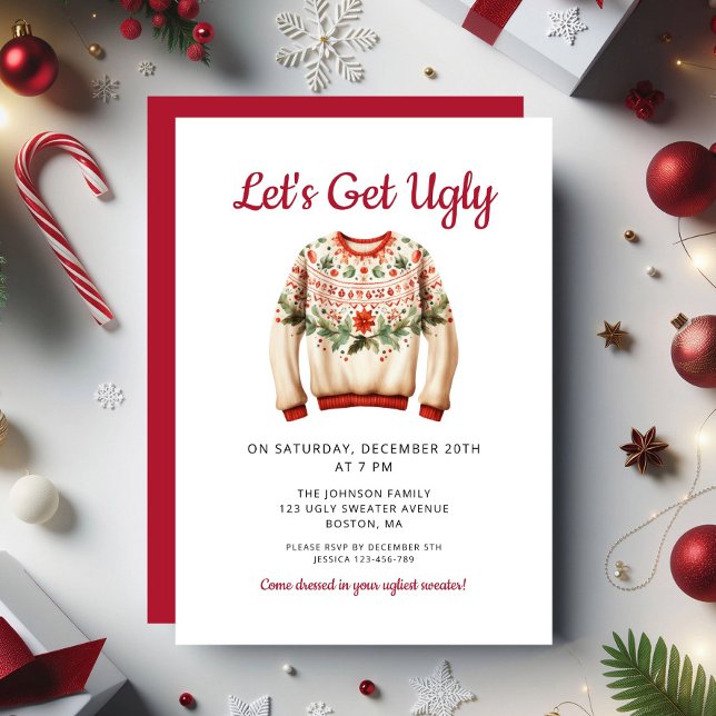 Convites Festa de Natal de Suéter Feio (Ugly Sweater Christmas Party Invitation)