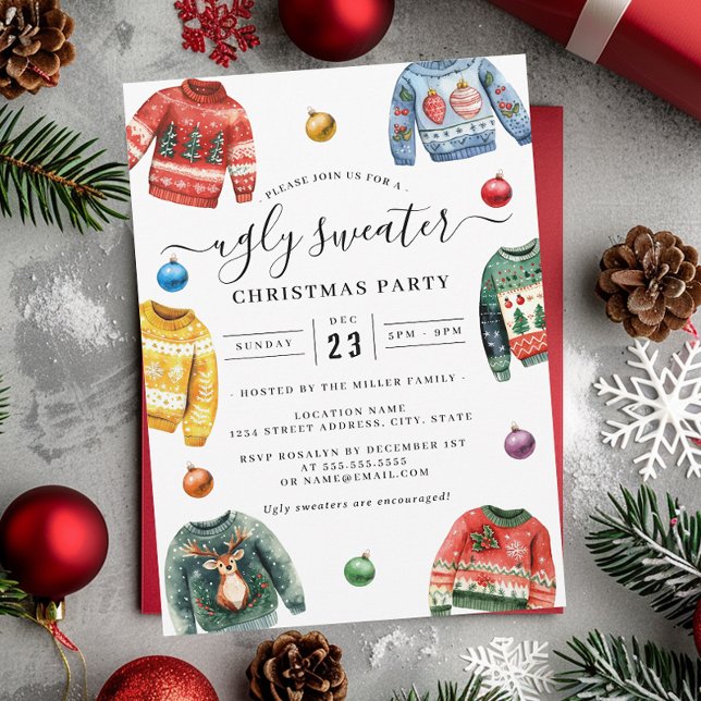 Convites Festa de Natal de Suéter Feio (Criador carregado)