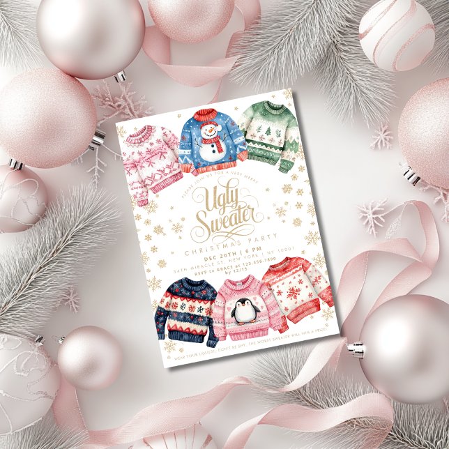 Convites Festa de Natal de Sweater Feia (Criador carregado)
