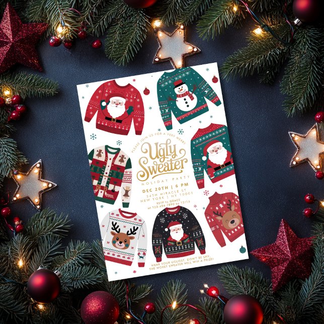 Convites Festa de Natal de Sweater Feia (Criador carregado)