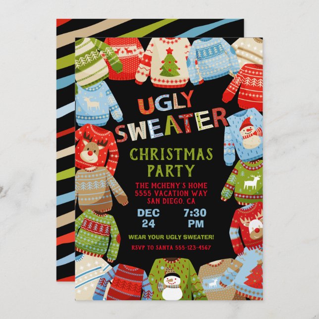 Convites Festa de Natal de Sweater Feia (Frente/Verso)