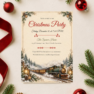 Convites Festa de Natal de Trem Vintage