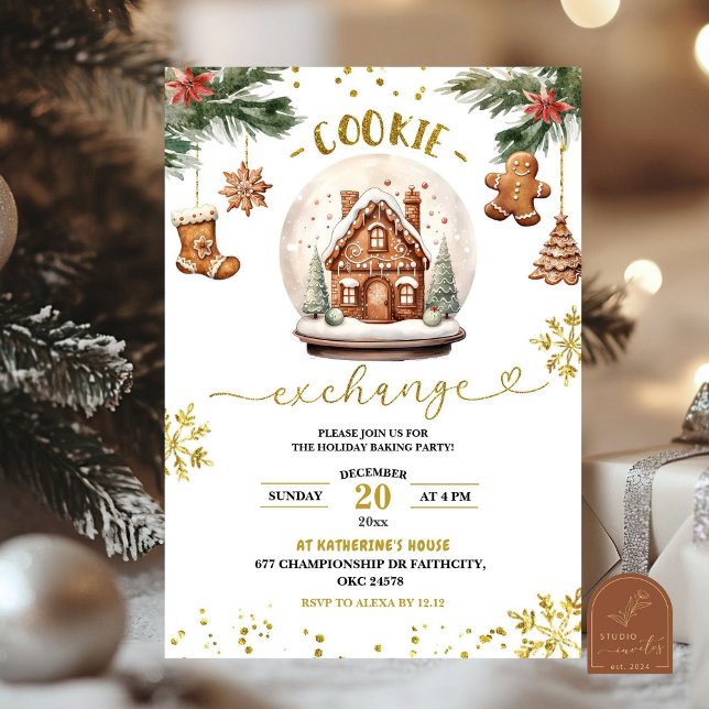Convites Festa de Natal de Troca de Biscoitos (Criador carregado)