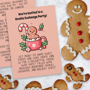 Convites Festa de Natal de Troca de Biscoitos Personalizáve