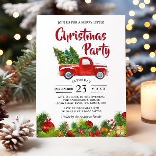 Convites Festa de Natal de Truck Vintage Red Xadrez