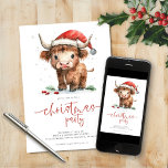 Convites Festa de Natal de Vaca nas Terras Superiores dos P<br><div class="desc">Festa de Natal de Vaca nas Terras Altas dos Papais noeis Bonitos. Disponível digitalmente e impresso. Bonitinho festivo, com esta design divertida com uma doce vaca em terra firme no seu chapéu de Papai Noel. A Festa de Natal está num roteiro moderno. Personalize facilmente o resto do texto para seus...</div>