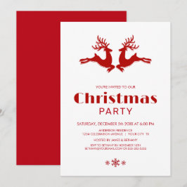 Convites Festa de Natal de Veado Vermelho Branco