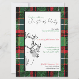 Convites Festa de Natal de Xadrez de Reindeer Desenhada à M