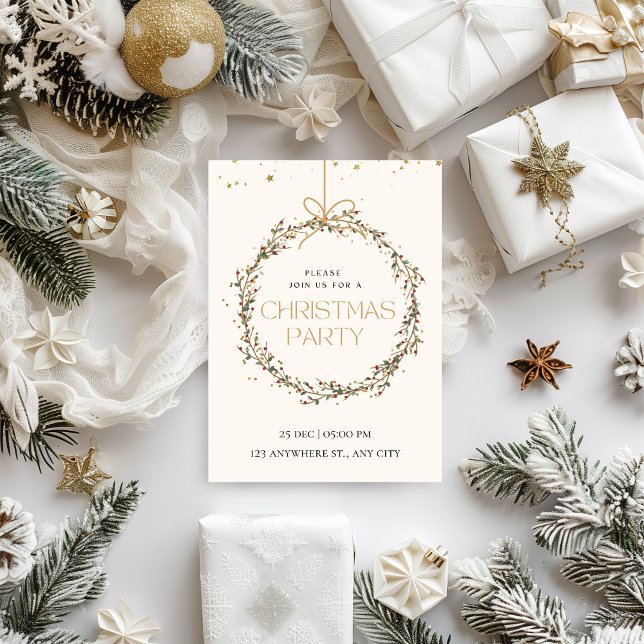 Convites Festa de Natal Delicada e Branca (Criador carregado)