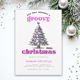Convites Festa de Natal Disco Rosa Groovy Little Christmas