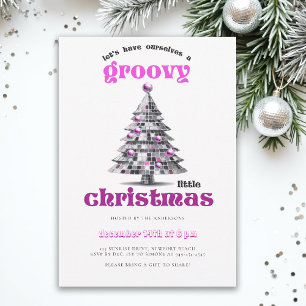 Convites Festa de Natal Disco Rosa Groovy Little Christmas