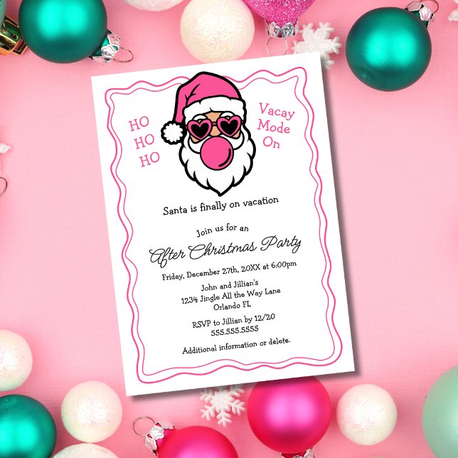Convites Festa de Natal Divertida com Papai Noel Rosa após  (Criador carregado)