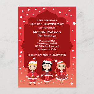 Convites Festa de Natal do aniversário das crianças