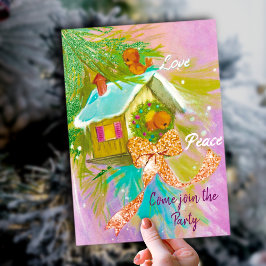 Convites Festa de Natal do ano novo, Vintage amorosa Pássar