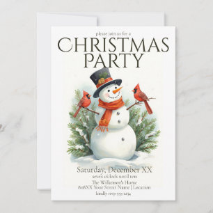 Convites Festa de Natal do Boneco de Neve e Cardinals em Aq