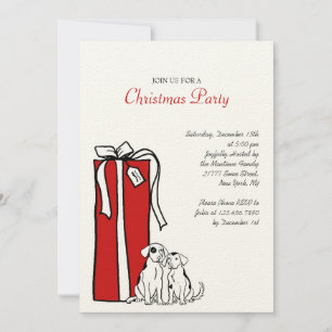Convites Festa de Natal do Cão Branco e Vermelho Festivo