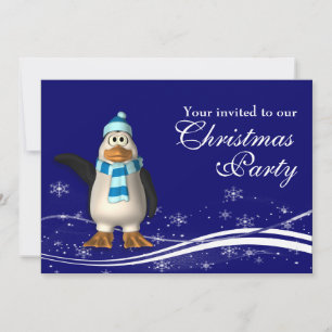 Convites Festa de Natal do Cartoon Penguin e Papais noeis