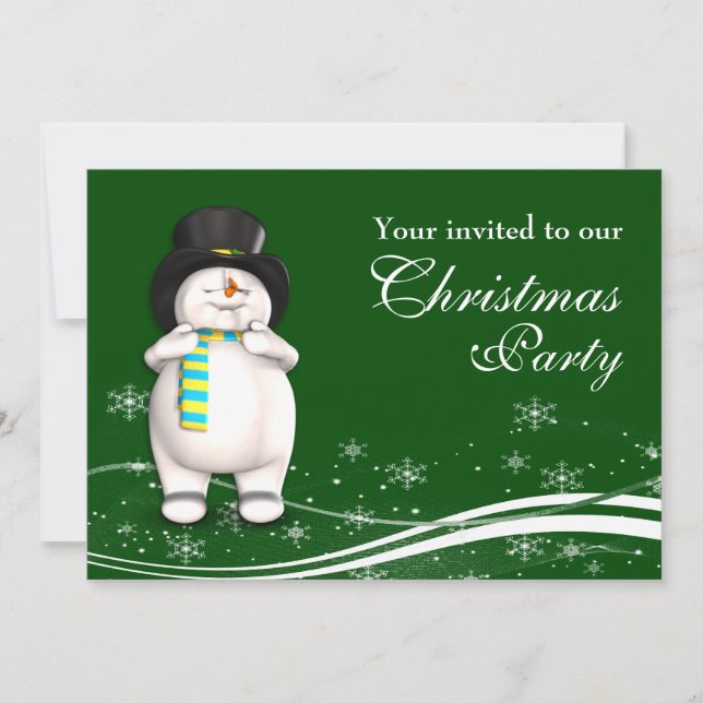 Convites Festa de Natal do Cartoon Snowman (Frente)