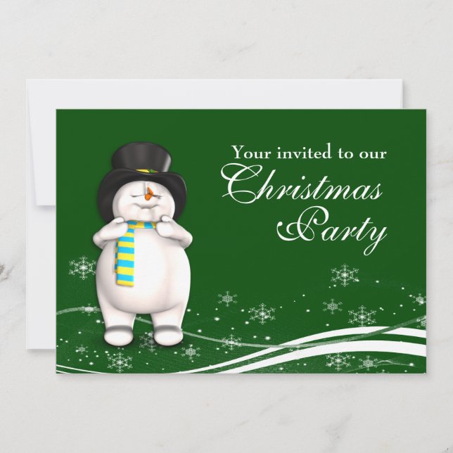 Convites Festa de Natal do Cartoon Snowman e Papai Noel (Frente)