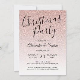Convites Festa de Natal do Chic Script Pink Glitter Ombre