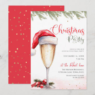 Convites Festa de Natal do Cocktail de Chapéu de Papai Noel