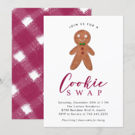 Convites Festa de Natal do Cookie Swap Gingerbread Man