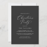 Convites Festa de Natal do Delicate Calliographic<br><div class="desc">Este delicado cartão de convite de festas de Natal de carvão caligráfico é perfeito para um evento de férias moderno. A design romântica minimalista apresenta uma magnífica e elegante tipografia num fundo de cinza escura com um aspecto simples e limpo.</div>