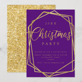 Convites Festa de Natal do Dourado Quadro Roxo do Script MO