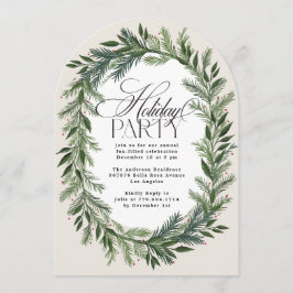 Convites Festa de Natal do Elegante Clássico Pine Wreath