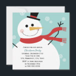Convites Festa de Natal do Jolly Snowman<br><div class="desc">Convite com um bonitinho de neve cercado por flocos de neve. © Mood 4 Cute</div>