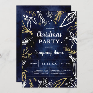 Convites Festa de Natal do marinho de ouro ousado das empre