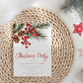Convites Festa de Natal do Modern Pine Branch & Berries