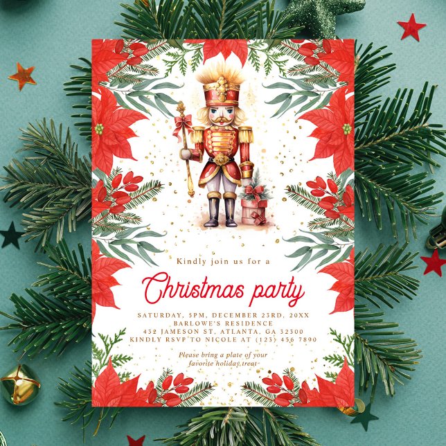 Convites Festa de Natal do Nutcracker Holiday Greenery (Nutcracker Greenery Christmas Party Invitation)