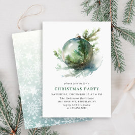 Convites Festa de Natal do Ornament de Aquarela Elegante