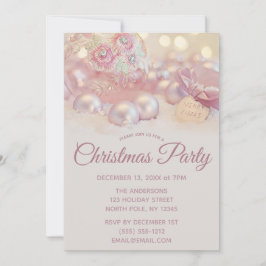 Convites Festa de Natal do Ornamento Cinza Rosa
