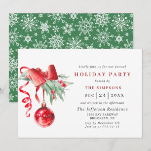 Convites Festa de Natal do Ornamento de Aquarelas