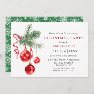 Convites Festa de Natal do Ornamento de Aquarelas