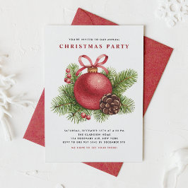 Convites Festa de Natal do Ornamento de Bola Vermelha com A