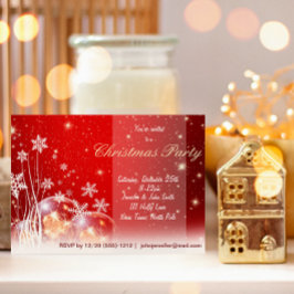 Convites Festa de Natal do Ornamento de Neve Vermelha e Bra