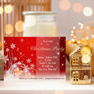 Convites Festa de Natal do Ornamento de Neve Vermelha e Bra