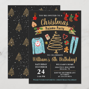 Convites Festa de Natal do Pajama Boas Festejando Aniversá