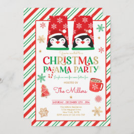 Convites Festa de Natal do Pajama Feriado Vermelho Festa Pa
