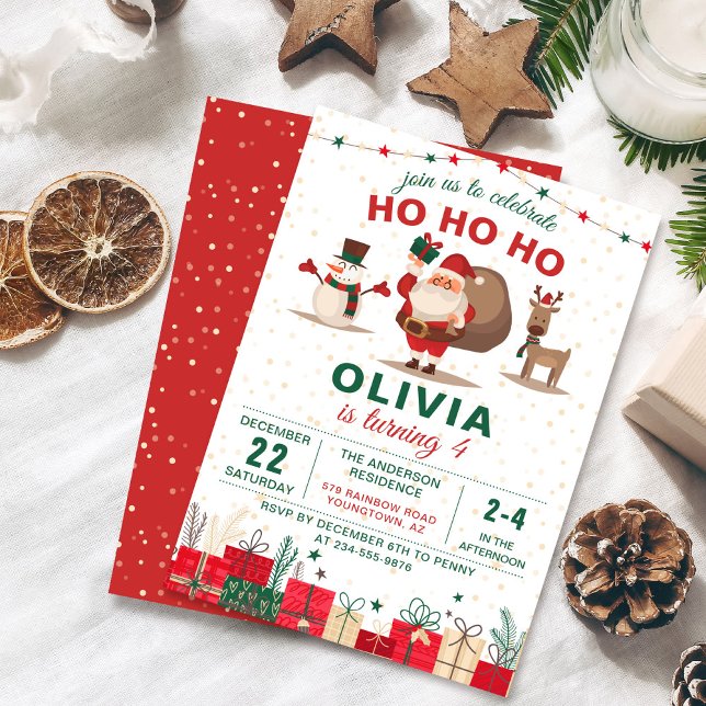 Convites Festa de Natal do Papai Noel Aniversário (Criador carregado)