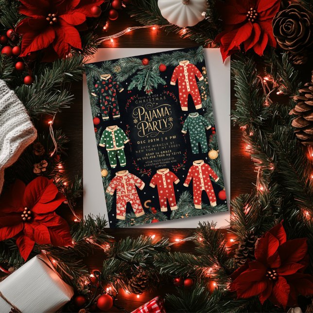 Convites Festa de Natal do Partido Pajama Feriado Pajama (Criador carregado)