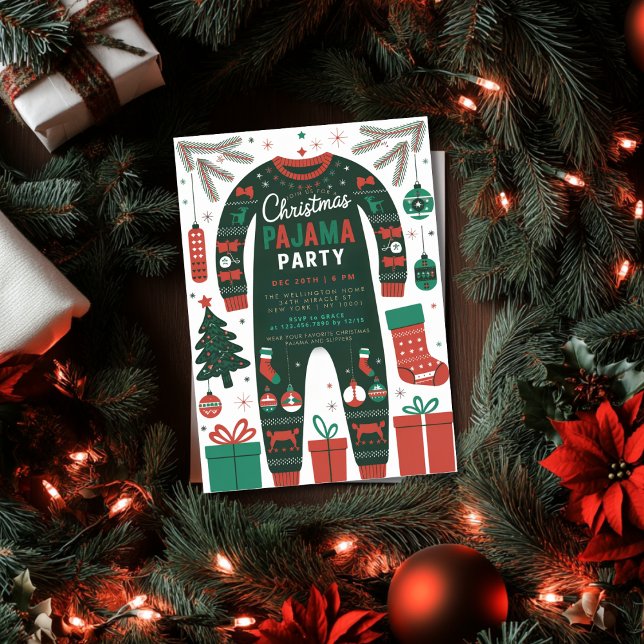 Convites Festa de Natal do Partido Pajama Feriado para Cria (Criador carregado)