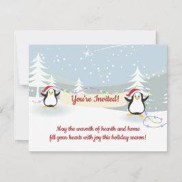 Convites Festa de Natal do Pinguins de inverno Férias de Ce