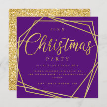 Festa de Natal do Quadro Roxo Dourado de Script MO